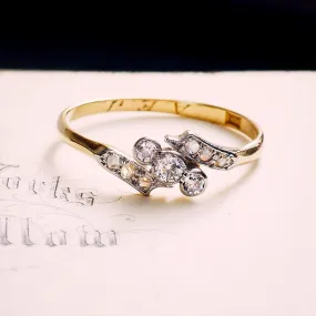 Enchanting Twinkles! Antique Diamond Crossover Ring