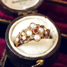 Georgian Style Pearl, Ruby & Diamond Ring