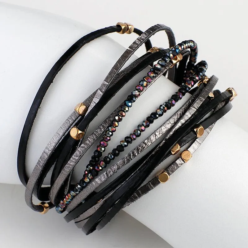 'Gindadala' Beads Cuff Bracelet - black