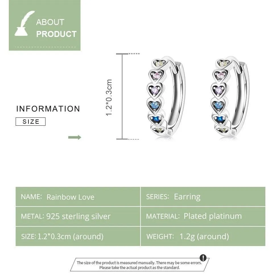 'Hearts' CZ and Sterling Silver Hoop Earrings