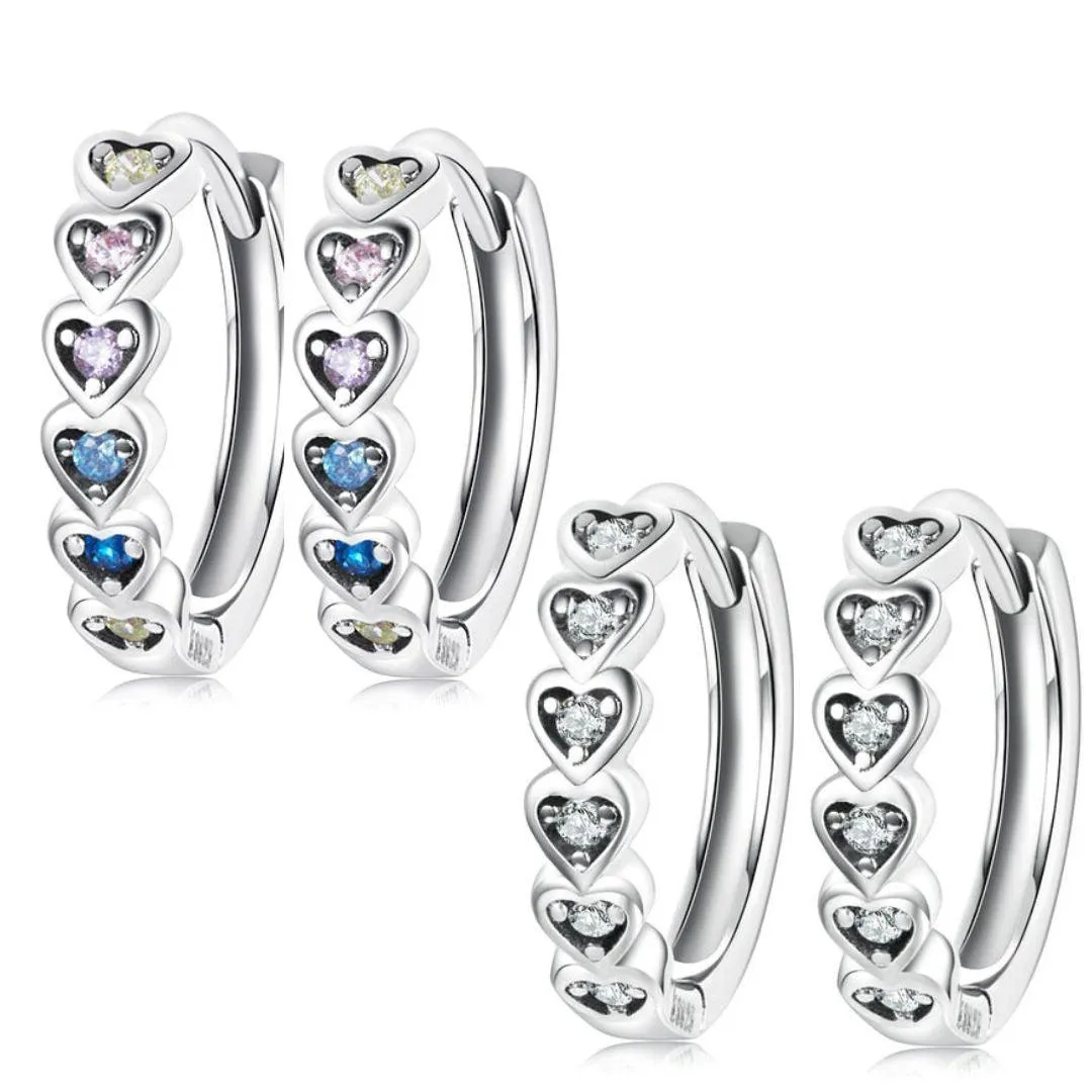 'Hearts' CZ and Sterling Silver Hoop Earrings