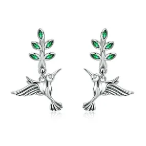 'Hummingbirds' CZ & Sterling Silver Drop Earrings