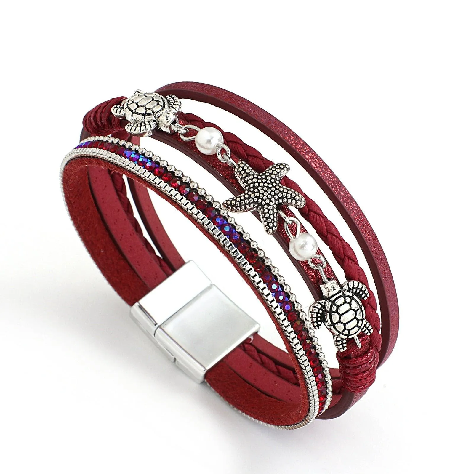 'Sea Life' Charm Cuff Bracelet - red